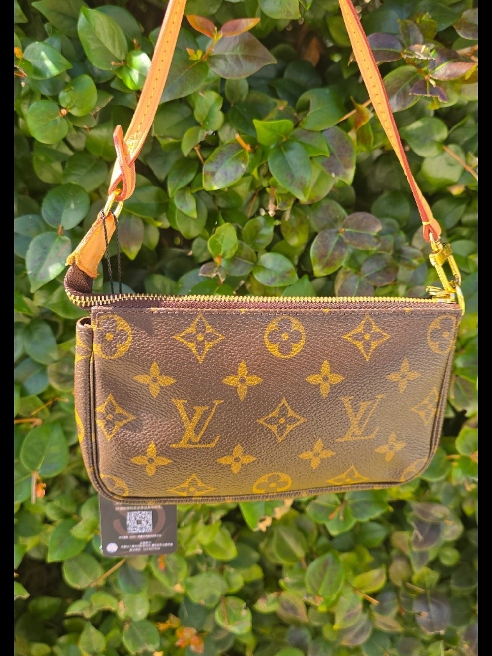 Louis Vuitton Brown & Tan Monogram Wristlet Pochette
